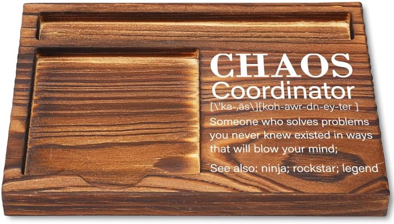 CWGOTC Chaos Coordinator Sticky Note Holder, Funny Desk Gift for Office Manager, Mom, Coworker, Boss, Admin Assistant, Wooden Organizer with Job Humor Quote YCB153 - Image 1